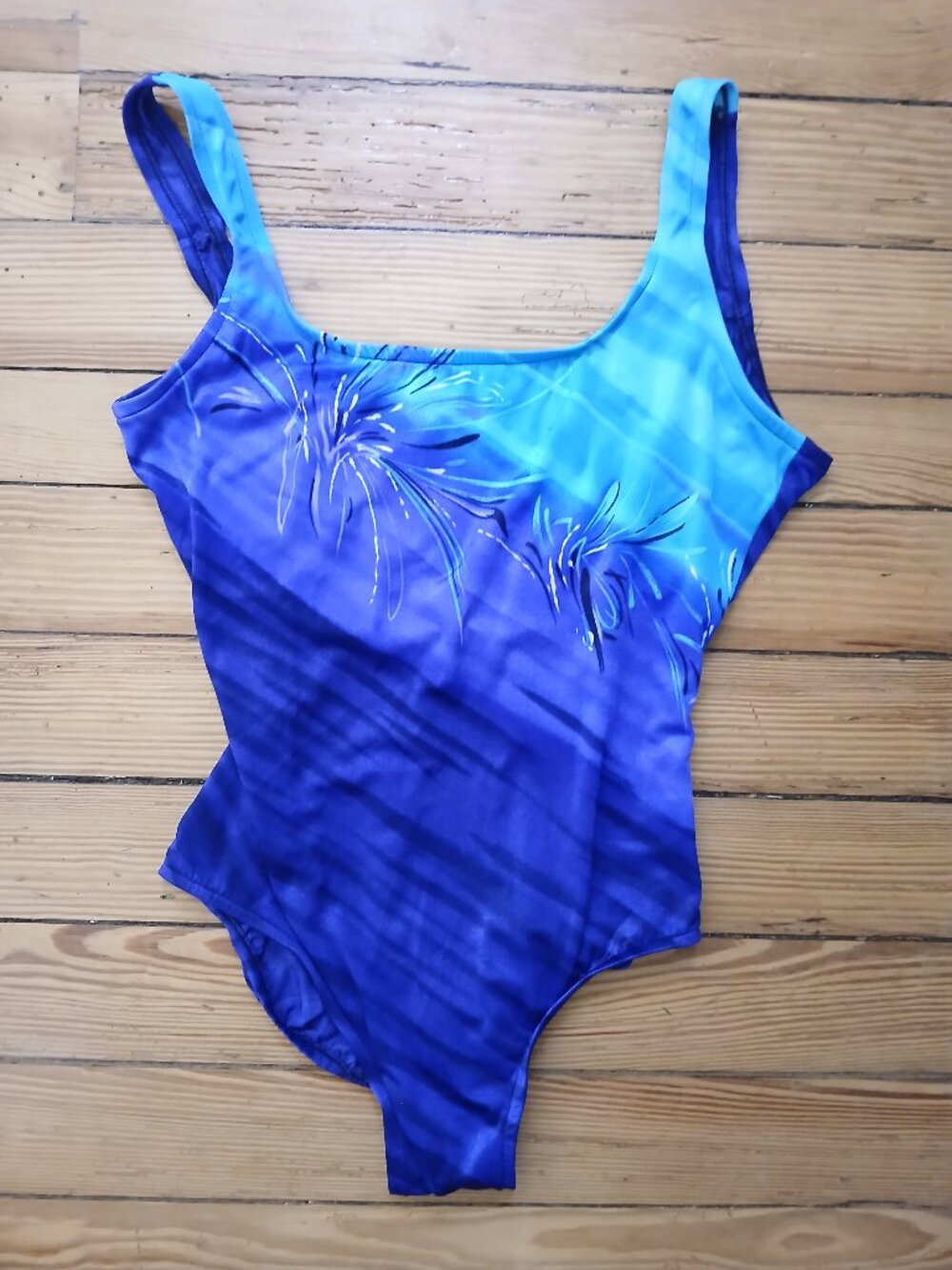 Vintage Jantzen 80's/90's Blue Ombre 'Splash' One Piece Bathing Suit Sz V12 (6/8